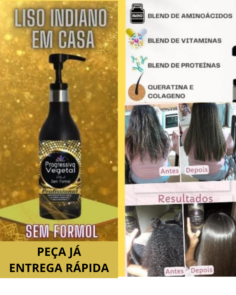 Progressiva Sem Formol 500ML Cabelos Lisos, Saudáveis e Brilhoso em Casa