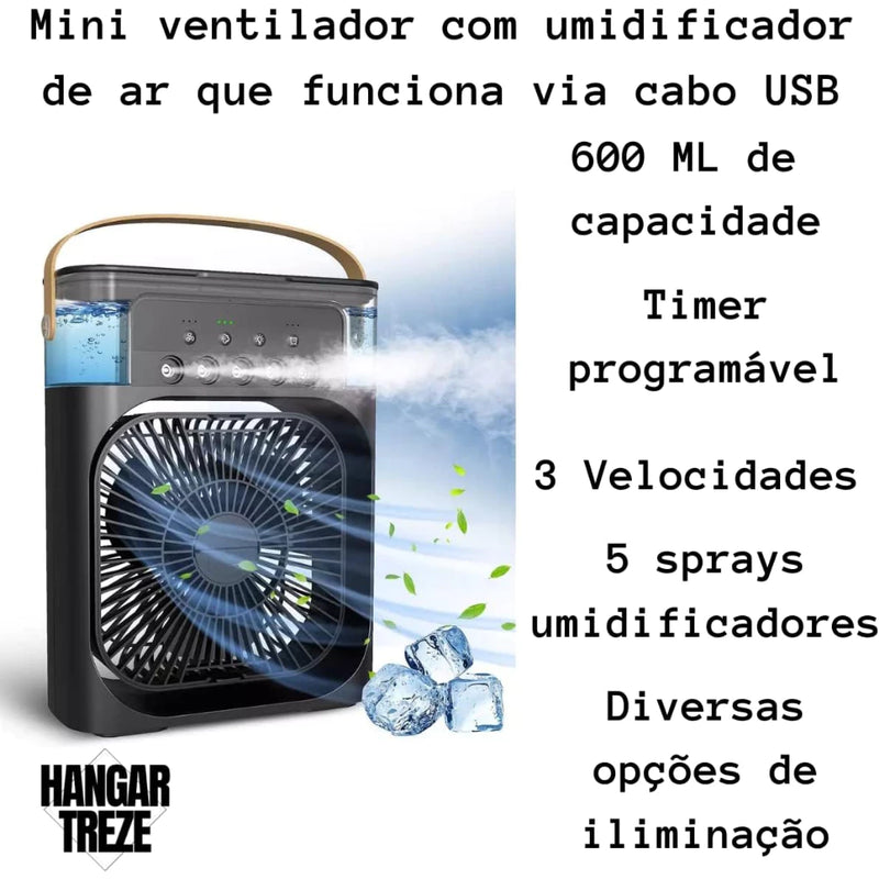 Refrigerador De Ar Ventilador Umidificador Portátil Com Led Reservatório De Água Led USB mini