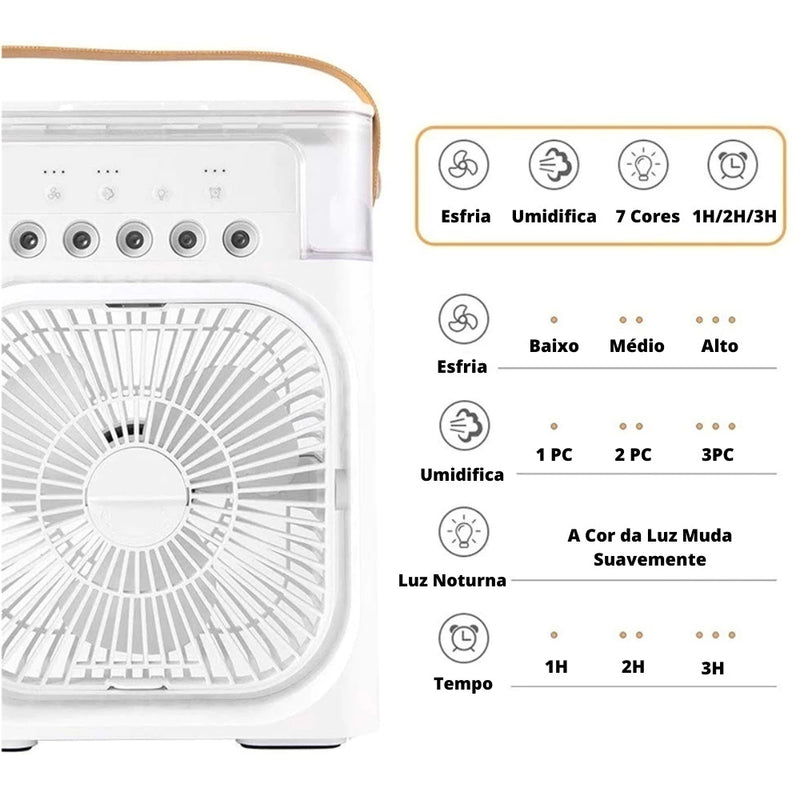 Refrigerador De Ar Ventilador Umidificador Portátil Com Led Reservatório De Água Led USB mini