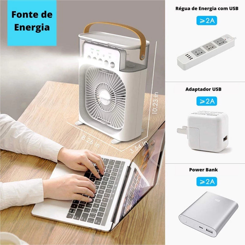 Refrigerador De Ar Ventilador Umidificador Portátil Com Led Reservatório De Água Led USB mini